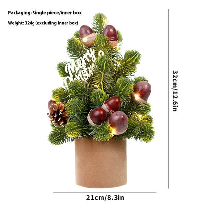 Christmas Decorations LED Pine Cone PE Norbison Ornaments Desktop Mini Tree