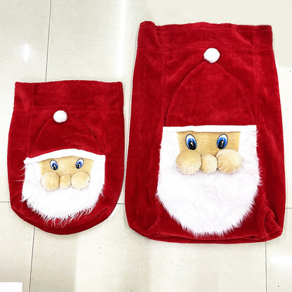 Christmas Day Short Plush Santa Face Gift Bag