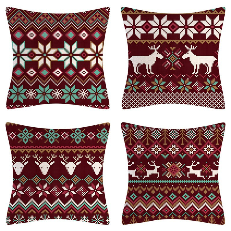 Home Decoration Christmas Pillow Cover Four-piece Set