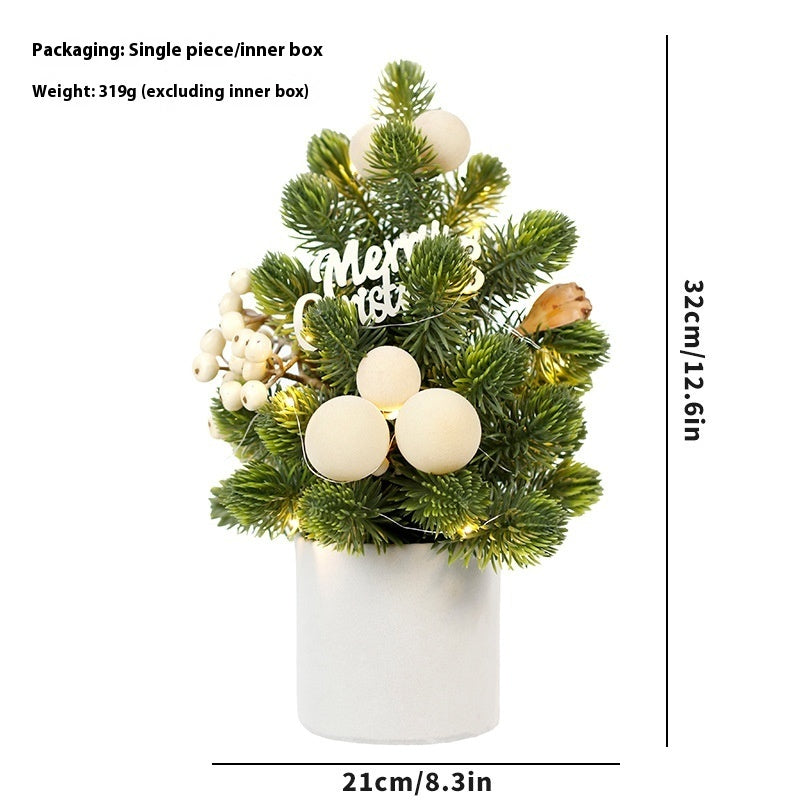 Christmas Decorations LED Pine Cone PE Norbison Ornaments Desktop Mini Tree