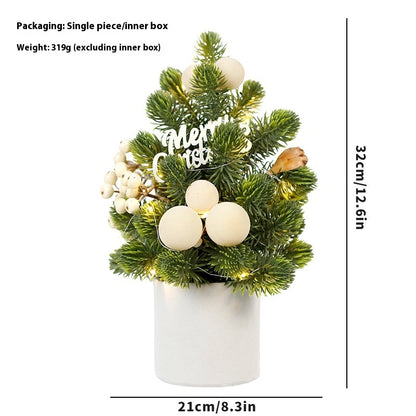 Christmas Decorations LED Pine Cone PE Norbison Ornaments Desktop Mini Tree
